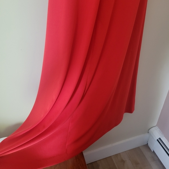 Vintage 70s Red Ruffle Off The Shoulder Maxi Dress Dancing Lady Emoji Size XS - Picture 8 of 11